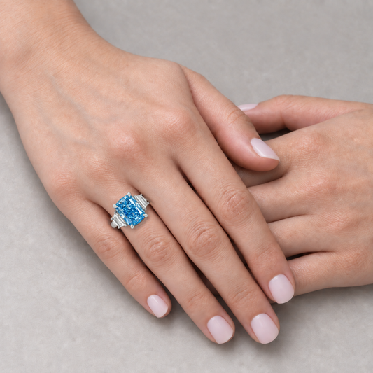 Cushion modified 3.06ct Fancy Vivid Blue VVS2 EX EX