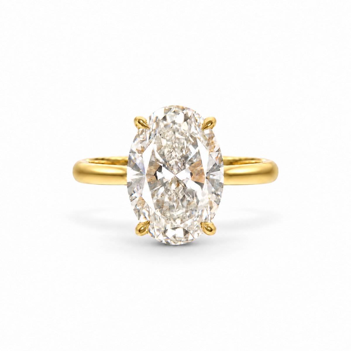 5.06 Carat White Lab Diamond Solitaire Ring in Yellow Gold
