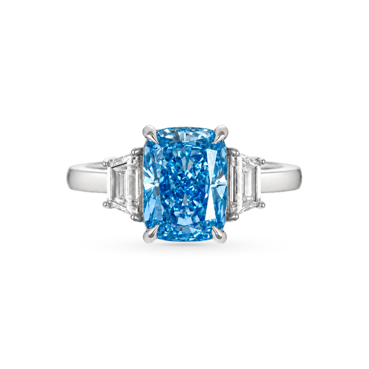 Cushion modified 3.06ct Fancy Vivid Blue VVS2 EX EX